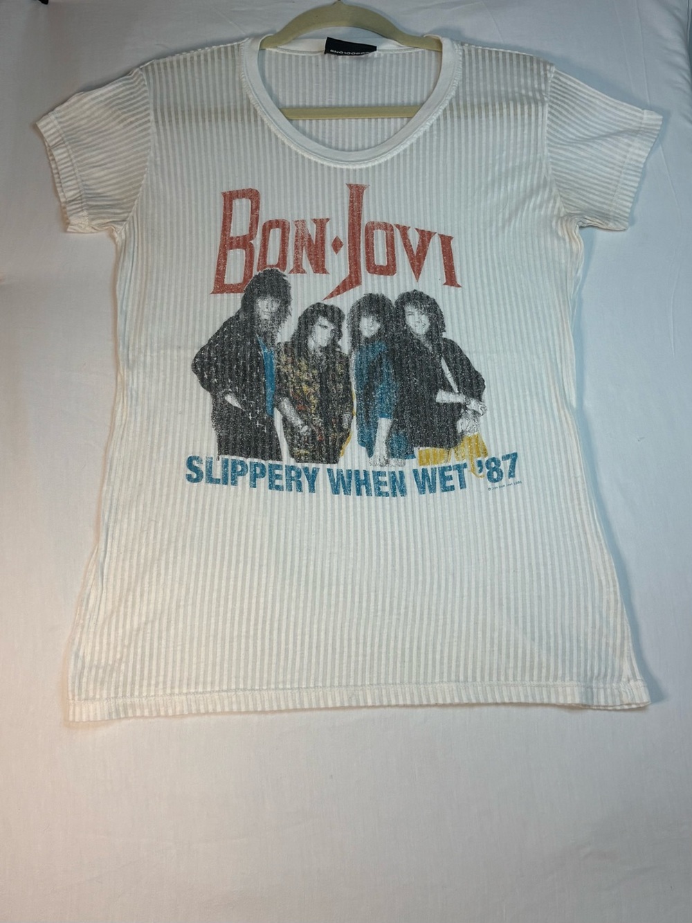 Junk Food Clothing Bon Jovi "Slippery When Wet '87" Ribbed stretch Tee